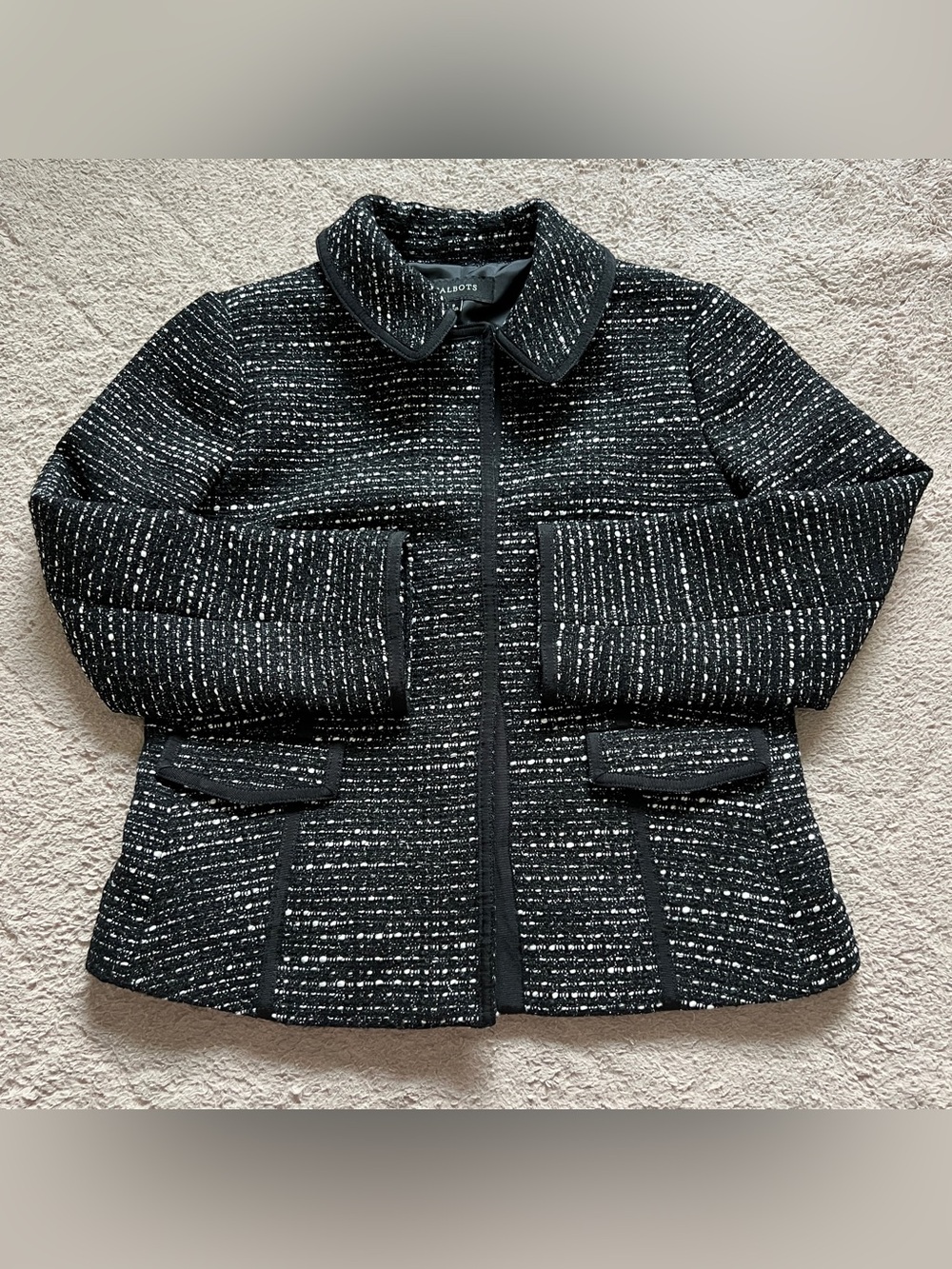 Talbots Tweed Blazer Shoulder Pads Wool Blend Old Money Preppy Quiet Luxury Sz 2